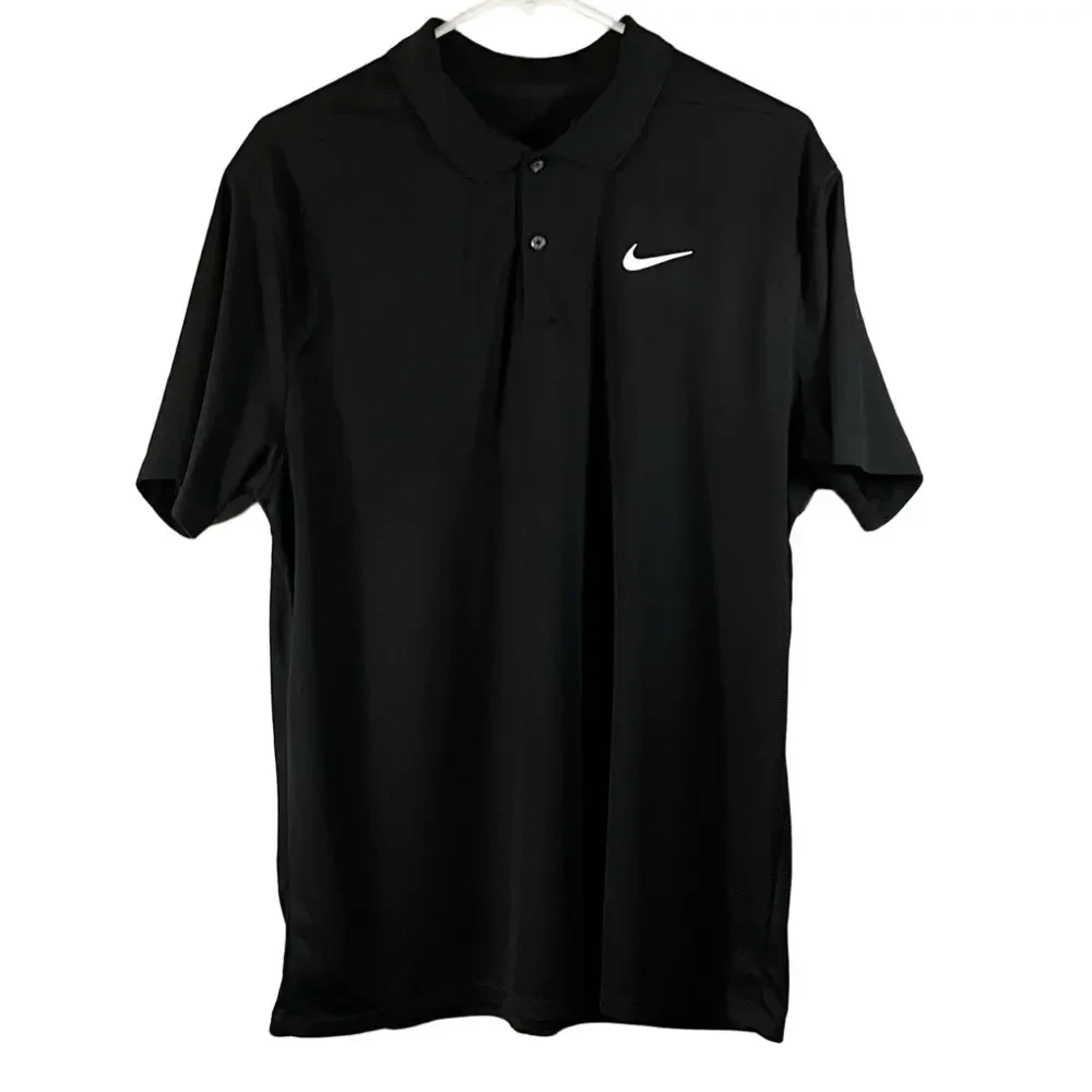 Nike Men's Polo Shirt in Black with White Logo